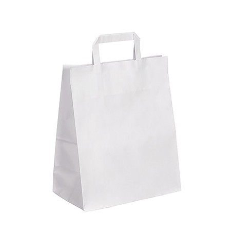 Bolsa kraft blanca con asas planas